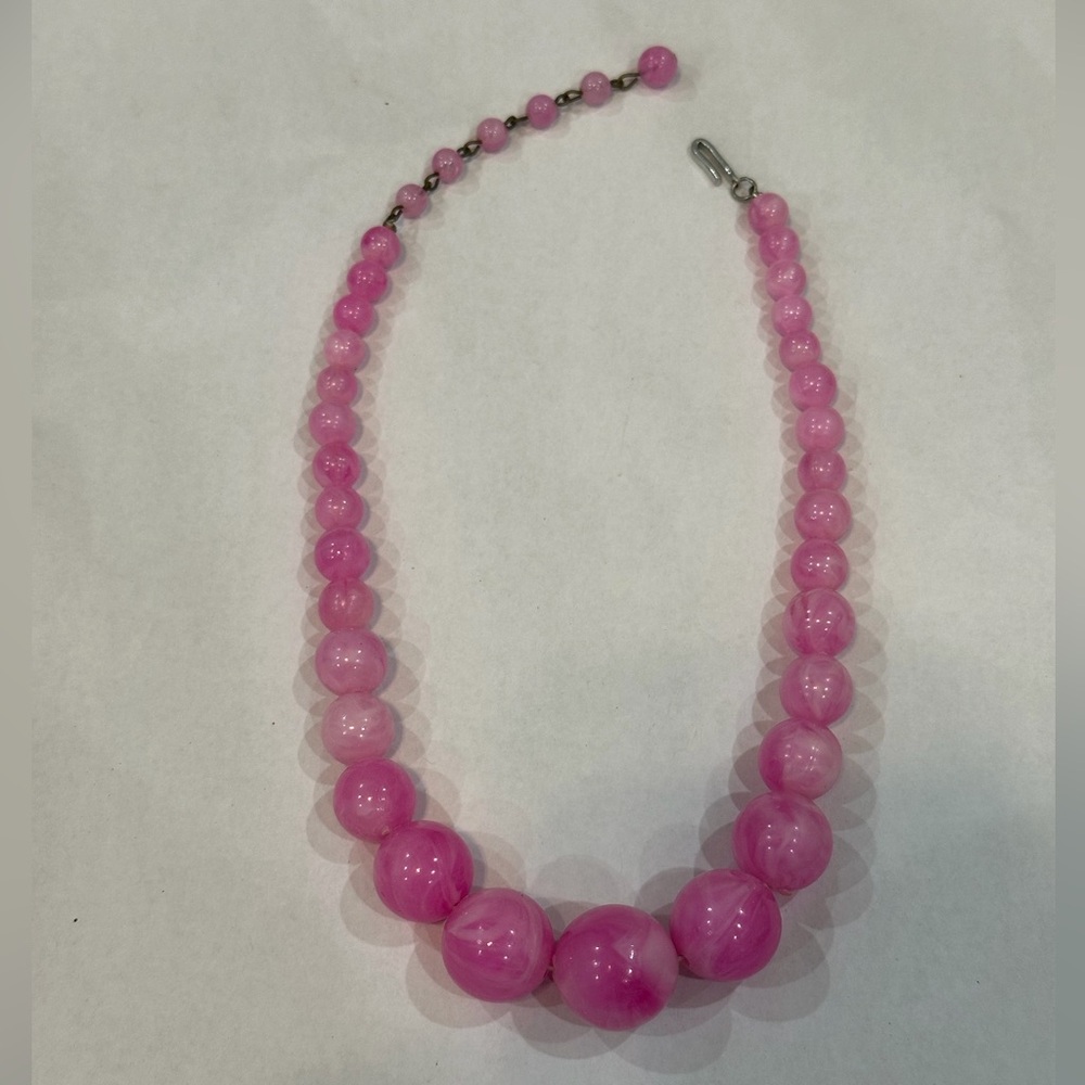 Vintage Pink Beaded Necklace